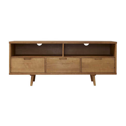 Rent to own Walker Edison - Mid Century Solid Wood TV Stand - Caramel