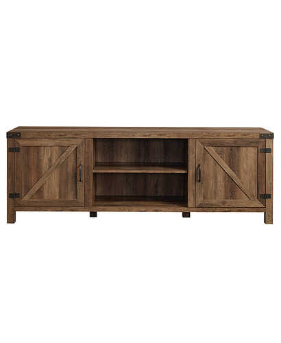 Rent to own Walker Edison - Farmhouse Barn Door TV Stand for most TVs up to 80" - Rustic Oak