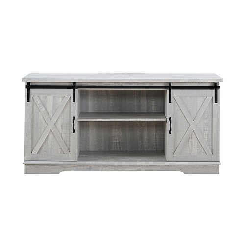 Rent to own Walker Edison - Industrial Farmhouse Sliding Door TV Stand for Most TVs up to 65" - Stone Gray
