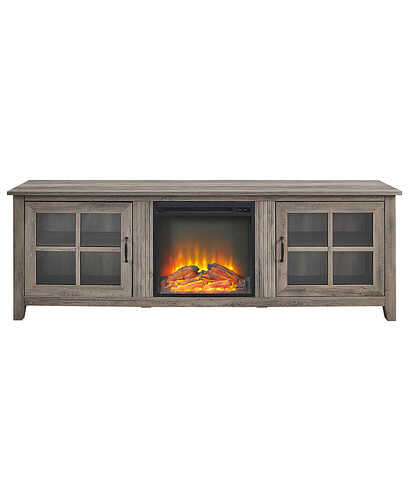 Rent to own Walker Edison - Farmhouse Fireplace Wood TV Stand for Most TVs Up to 78" - Grey Wash