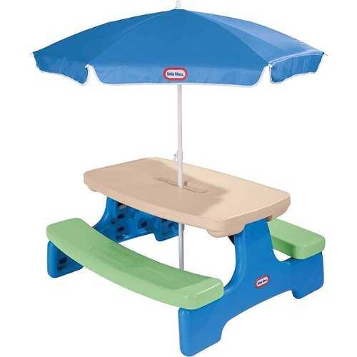 Rent to own Little Tikes - Easy Store Picnic Table with Umbrella - Blue/Green