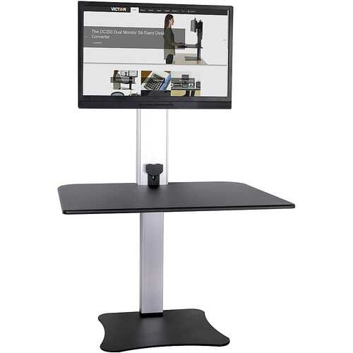 Victor High Rise Electric Height Adjustable Standing Desk Workstation Black, Aluminum - Black, Aluminum