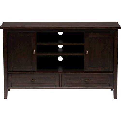 Rent to own Simpli Home - Warm Shaker TV Cabinet for Most TVs Up to 52" - Tobacco Brown