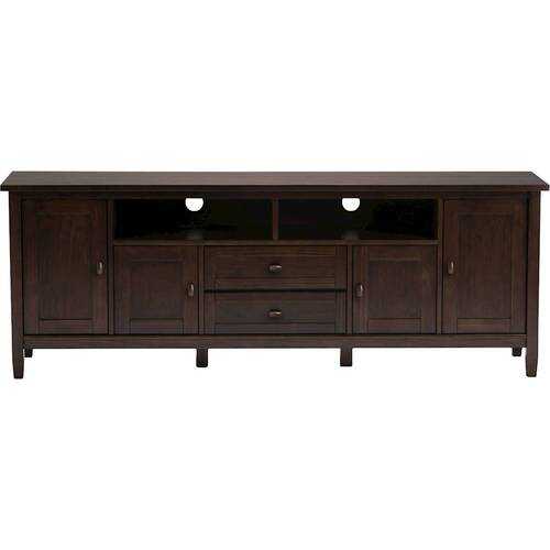 Rent to own Simpli Home - Warm Shaker TV Cabinet for Most TVs Up to 80" - Tobacco Brown