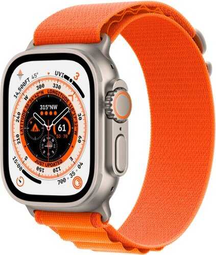 Rent to own Apple Watch Ultra (GPS + Cellular) 49mm Titanium Case with Orange Alpine Loop - Medium - Titanium