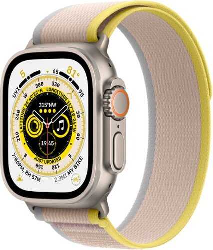 Rent to own Apple Watch Ultra (GPS + Cellular) 49mm Titanium Case with Yellow/Beige Trail Loop - M/L - Titanium