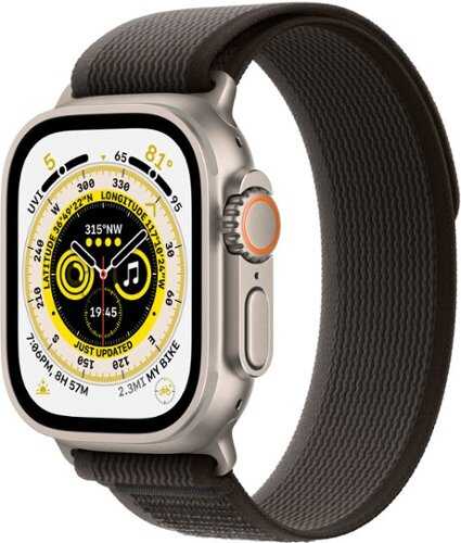 Rent to own Apple Watch Ultra (GPS + Cellular) 49mm Titanium Case with Black/Gray Trail Loop - S/M - Titanium
