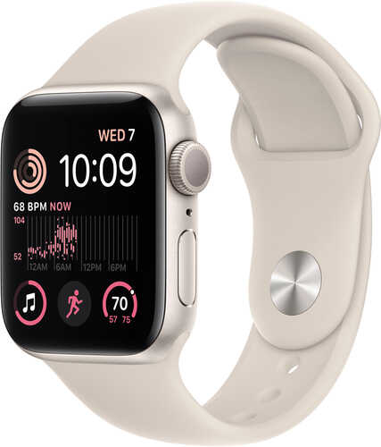 Rent to own Apple Watch SE 2nd Generation (GPS) 40mm Aluminum Case with Starlight Sport Band - S/M - Starlight