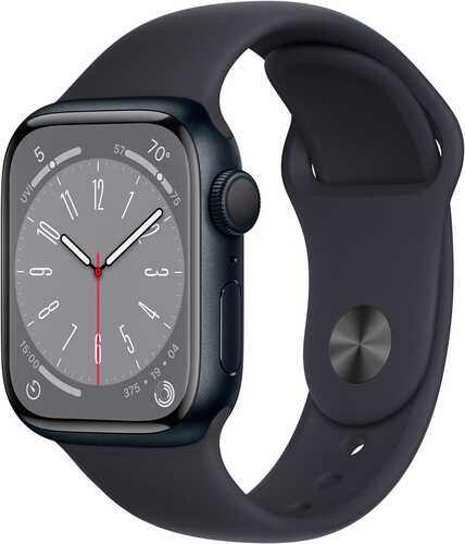 Rent to own Apple Watch Series 8 (GPS) 41mm Aluminum Case with Midnight Sport Band - M/L - Midnight