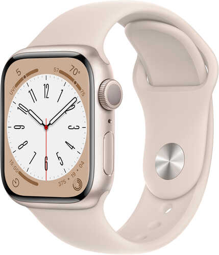 Rent to own Apple Watch Series 8 GPS 41mm Starlight Aluminum Case with Starlight Sport Band - M/L - Starlight