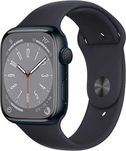 Rent to own Apple Watch Series 8 (GPS) 45mm Aluminum Case with Midnight Sport Band - S/M - Midnight