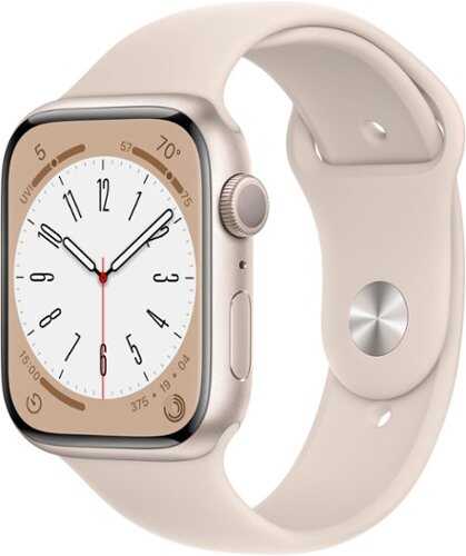 Rent to own Apple Watch Series 8 (GPS) 45mm Aluminum Case with Starlight Sport Band - S/M - Starlight