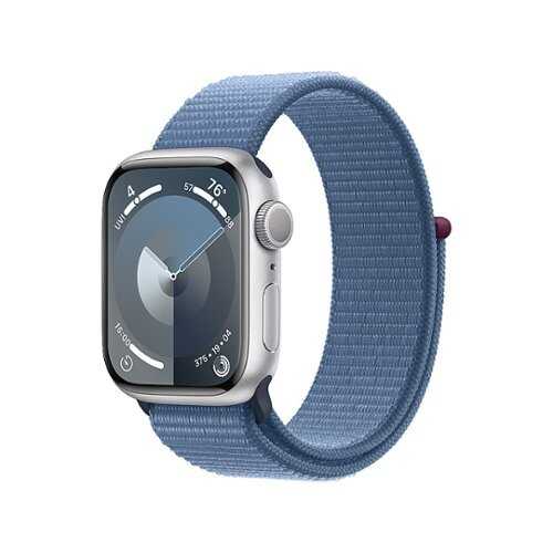 Rent to own Apple Watch Series 9 GPS 41mm Silver Aluminum Case with Winter Blue Sport Loop - Silver