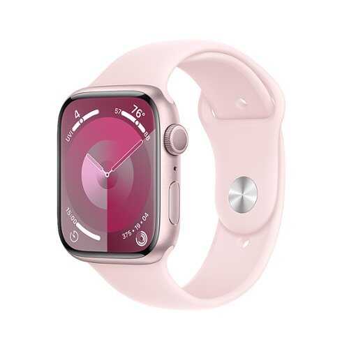 Rent to own Apple Watch Series 9 GPS 45mm Pink Aluminum Case with Light Pink Sport Band - S/M - Pink