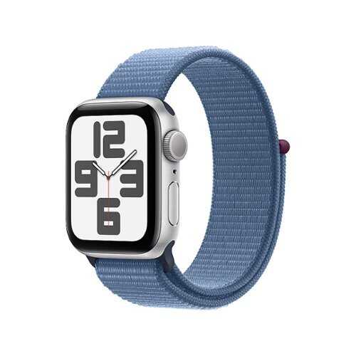 Rent to own Apple Watch SE (GPS) 40mm Silver Aluminum Case with Winter Blue Sport Loop - Silver