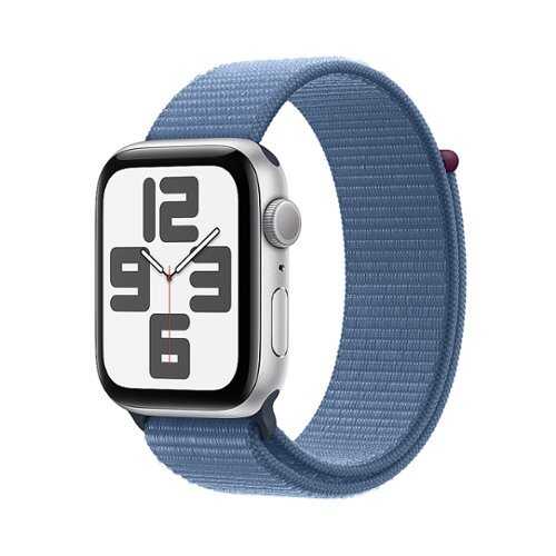 Rent to own Apple Watch SE (GPS) 44mm Silver Aluminum Case with Winter Blue Sport Loop - Silver
