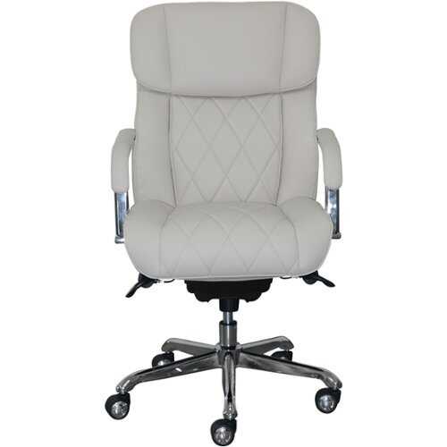 Rent to own La-Z-Boy - Sutherland Bonded Leather Office Chair - Ivory/Polished Chrome