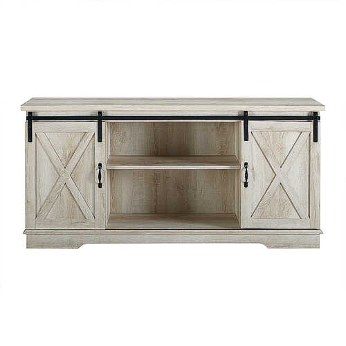 Rent to own Walker Edison - Industrial Farmhouse Sliding Door TV Stand for Most TVs up to 65" - White Oak