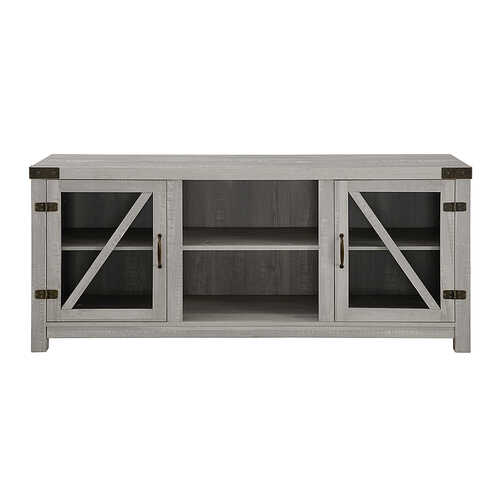 Rent to own Walker Edison - Rustic Farmhouse TV Stand Cabinet for Most TVs Up to 60" - Stone Gray