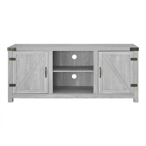 Rent to own Walker Edison - Rustic Barn Door Style Stand for Most TVs Up to 65" - Stone Gray