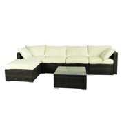 Rent to own Online Gym Shop CB16132 Outdoor Rattan Garden Wicker Sofa Sectional Patio Furniture Set - 6 Piece