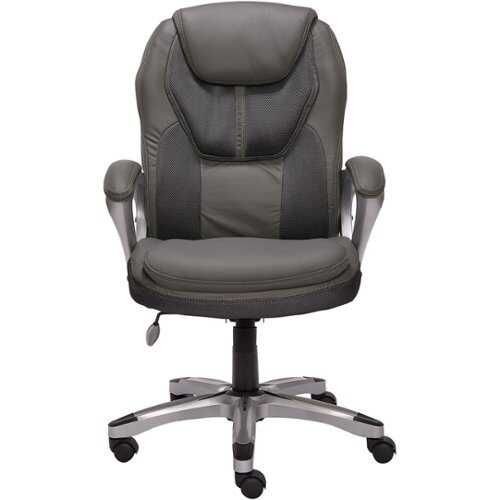 Serta - Works Mesh & Faux Leather Executive Chair - Light Gray