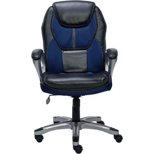 Rent to own Serta - Works Mesh & Faux Leather Executive Chair - Blue