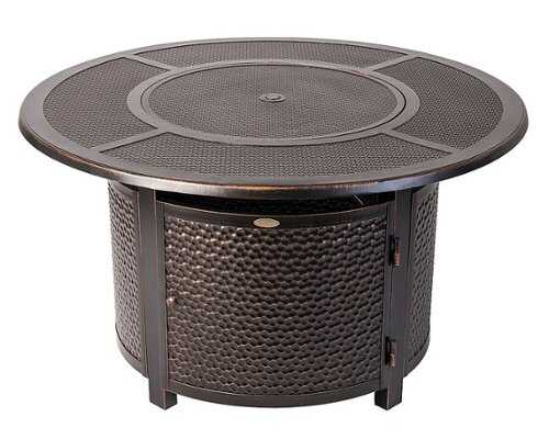 Rent to own Fire Sense - Walkers Round Hammered Aluminum LPG Fire Pit - Antique Bronze