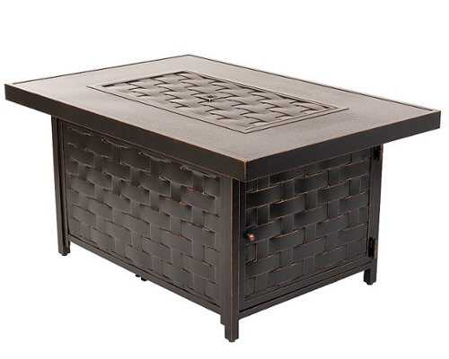 Fire Sense - Armstrong Rectangular Aluminum LPG Fire Pit - Antique Bronze