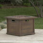 Rent to own Colby Outdoor Square Gas Fire Pit, Brown Wood Pattern