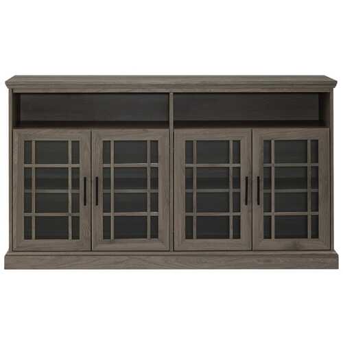 Rent to own Walker Edison - Tall Window Pane TV Stand for Most TVs Up to 65" - Slate Grey