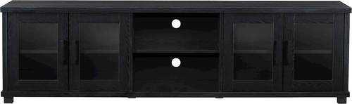 Rent to own CorLiving Fremont TV Bench with Glass Cabinets for TVs up to 95" - Ravenwood Black