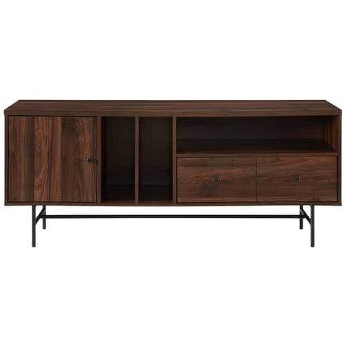 Rent to own Walker Edison - Modern Industrial TV Stand Cabinet for Most Flat-Panel TVs Up to 66" - Dark Walnut