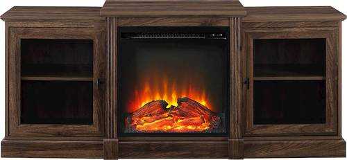 Rent to own Walker Edison - Classic Tiered Top Fireplace TV Console for Most Flat-Panel TVs Up to 66" - Dark Walnut