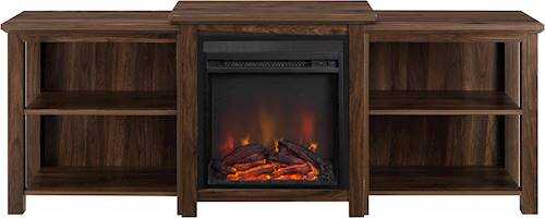 Rent to own Walker Edison - Open Shelf Fireplace TV Console for Most Flat-Panel TVs Up to 78" - Dark Walnut