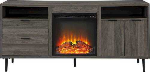 Rent to own Walker Edison - Mid Century Modern Fireplace TV Stand for Most Flat-Panel TV's up to 65" - Slate Grey