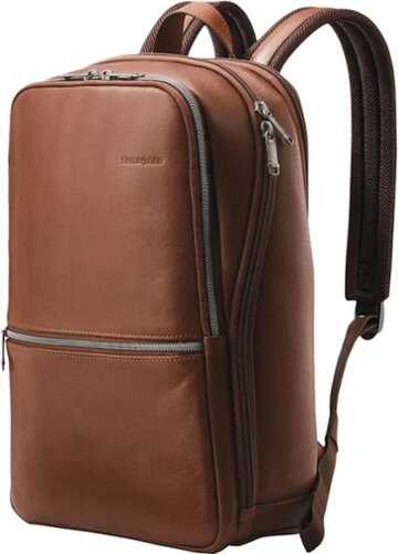 Rent to own Samsonite - Classic Leather Slim Backpack for 14.1" Laptop - Cognac