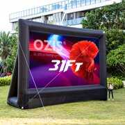 Rent to own OZIS 31Ft Inflatable Outdoor Projector Movie Screen - Blow up Mega Movie Projector Screen with 750W Blower Include - Supports Front and Rear Projection- Easy to Set Up