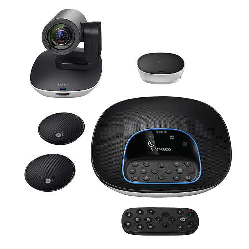 Rent to own Logitech - GROUP Videoconferencing System Bundle with Expansion Microphones for Mid to Large-sized Meeting Rooms - Black