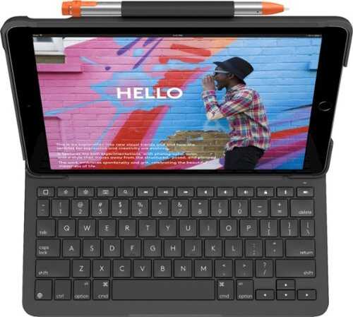 Rent to own Logitech - Slim Folio Keyboard Case for Apple® iPad® (7th, 8th, and 9th Generation) - Graphite