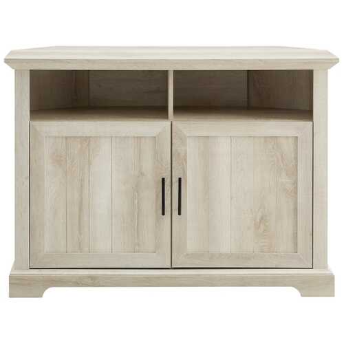 Rent to own Walker Edison - Corner TV Stand for Most TVs Up to 50" - White Oak