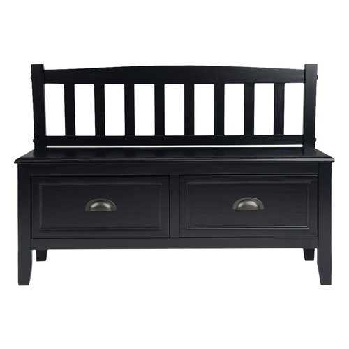 Rent to own Simpli Home - Burlington SOLID WOOD 42 inch Wide Transitional Entryway Storage Bench with Drawers in - Black