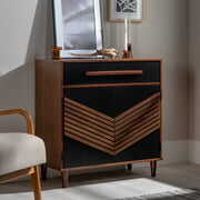 Rent to own Manor Park Urban Boho Chevron Door Accent Cabinet, Black and Brown