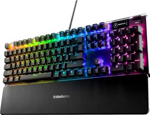 Rent to own SteelSeries - Apex 5 Full Size Wired Mechanical Hybrid Blue Tactile & Clicky Switch Gaming Keyboard with RGB Backlighting - Black