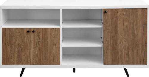 Rent to own Walker Edison - MDF 6-Shelf Sideboard - Solid White/English Oak