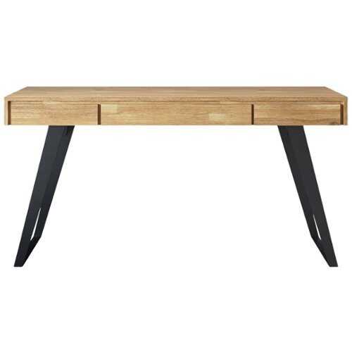 Rent to own Simpli Home - Lowry Rectangular Modern Industrial Acacia 2-Drawer Table - Distressed Golden Wheat