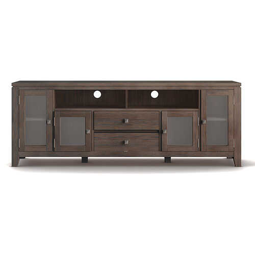 Rent to own Simpli Home - Cosmopolitan Contemporary TV Media Stand for Most TVs Up to 80" - Farmhouse Brown