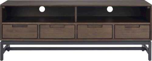 Rent to own Simpli Home - Banting Modern Industrial TV Media Stand for Most TVs up to 65" - Walnut Brown
