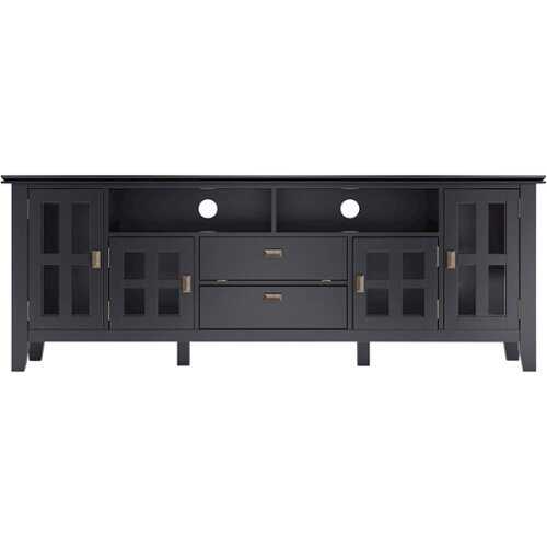 Rent to own Simpli Home - Artisan SOLID WOOD 72 inch Wide Transitional TV Media Stand in Black For TVs up to 80 inches - Black
