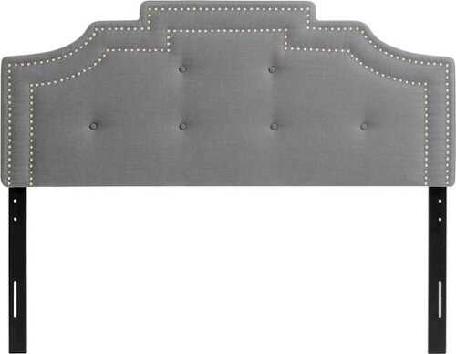 Rent to own CorLiving - Aspen Studded Trim Light Gray Fabric  Headboard, Full - Light Gray